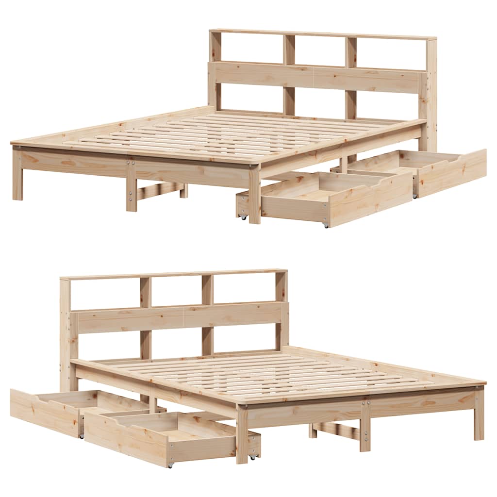 vidaXL Bookcase Bed without Mattress 140x190 cm Solid Wood Pine