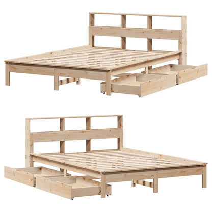 vidaXL Bookcase Bed without Mattress 140x190 cm Solid Wood Pine