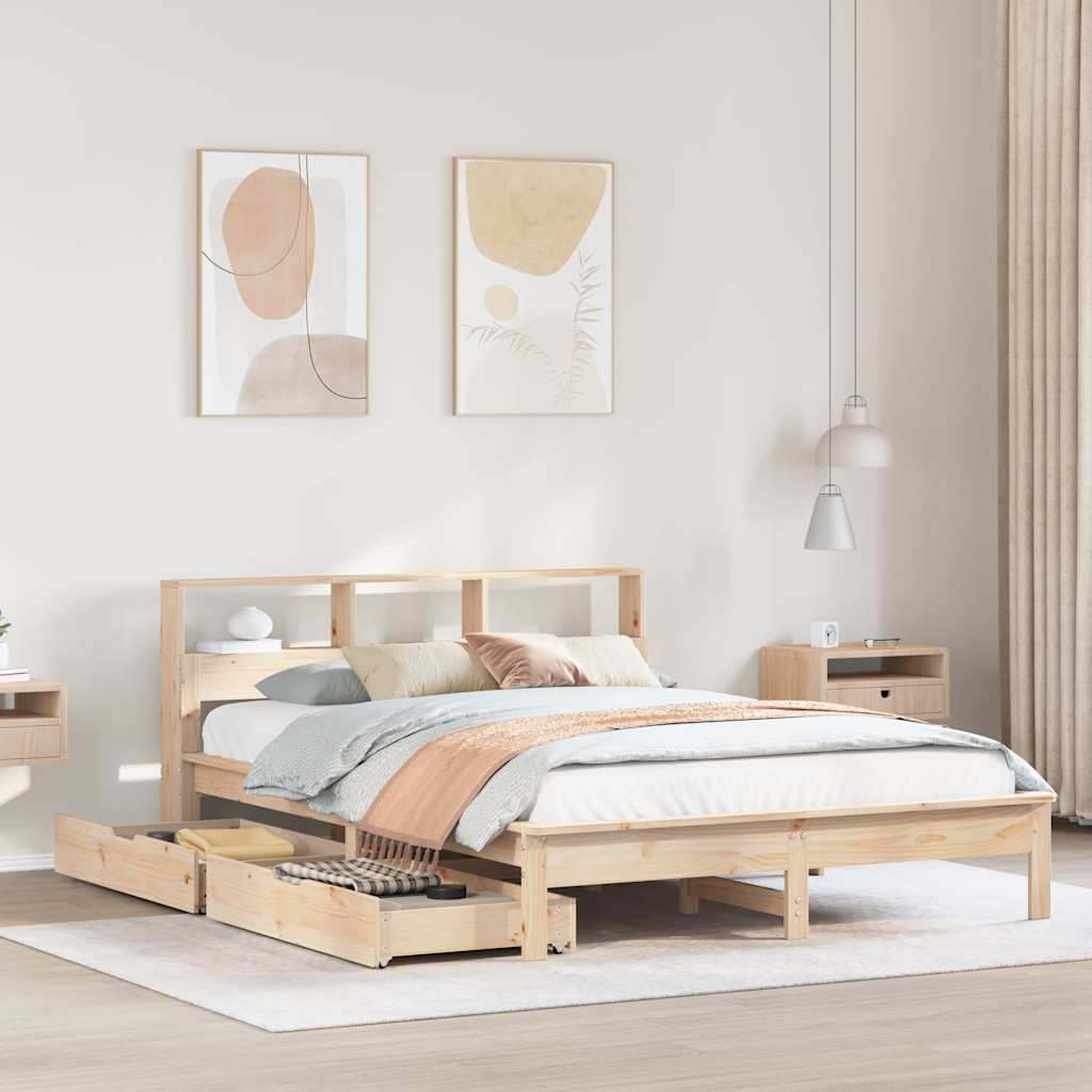 vidaXL Bookcase Bed without Mattress 140x190 cm Solid Wood Pine