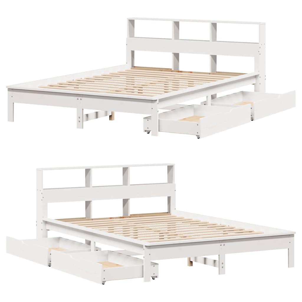 vidaXL Bookcase Bed without Mattress White 140x190 cm Solid Wood Pine