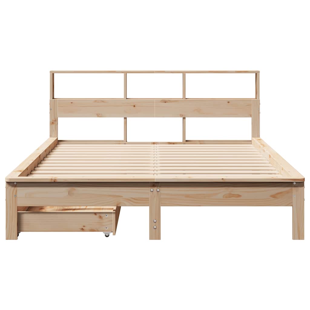 vidaXL Bookcase Bed without Mattress 135x190 cm Double Solid Wood Pine
