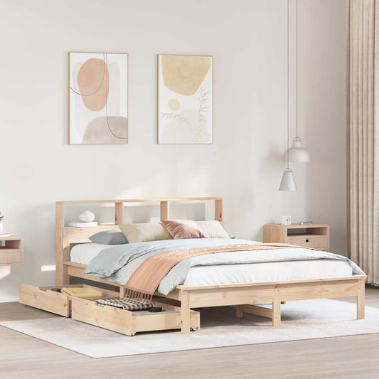 vidaXL Bookcase Bed without Mattress 135x190 cm Double Solid Wood Pine