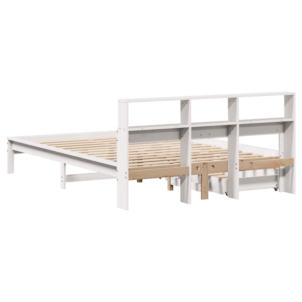 vidaXL Bookcase Bed without Mattress White 135x190 cm Double Solid Wood Pine