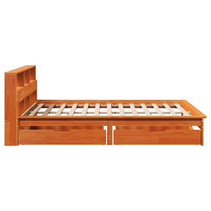 vidaXL Bookcase Bed without Mattress Wax Brown 120x190 cm Small Double Solid Wood Pine