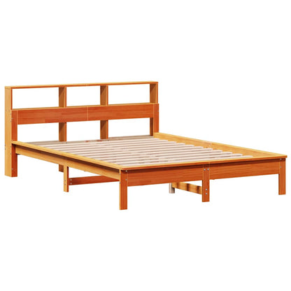 vidaXL Bookcase Bed without Mattress Wax Brown 120x190 cm Small Double Solid Wood Pine