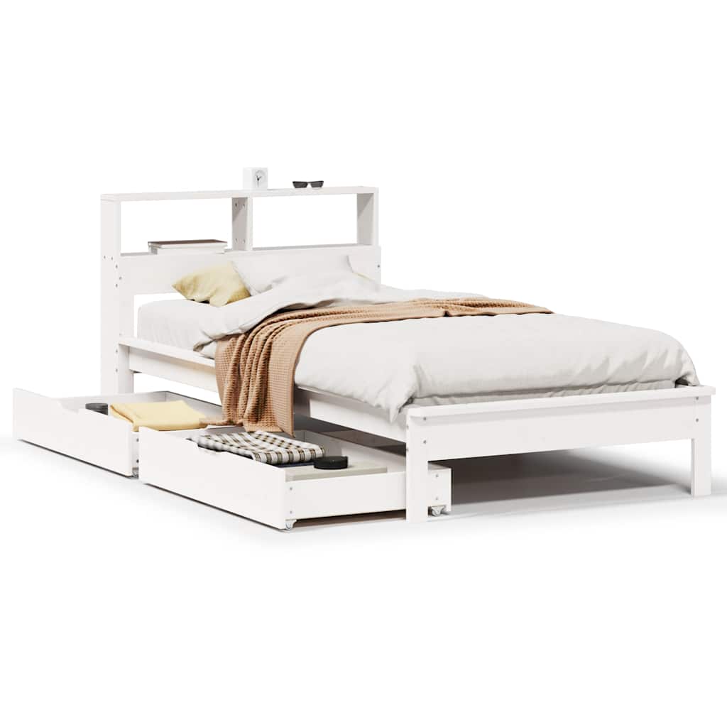 vidaXL Bookcase Bed without Mattress White 90x190 cm Single Solid Wood Pine
