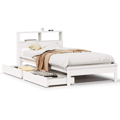 vidaXL Bookcase Bed without Mattress White 90x190 cm Single Solid Wood Pine