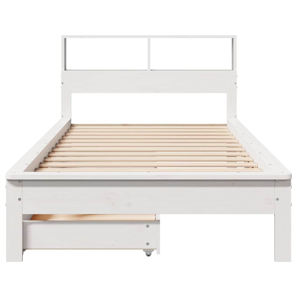 vidaXL Bookcase Bed without Mattress White 90x190 cm Single Solid Wood Pine