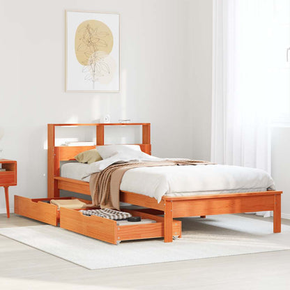 vidaXL Bookcase Bed without Mattress Wax Brown 90x190 cm Single Solid Wood Pine