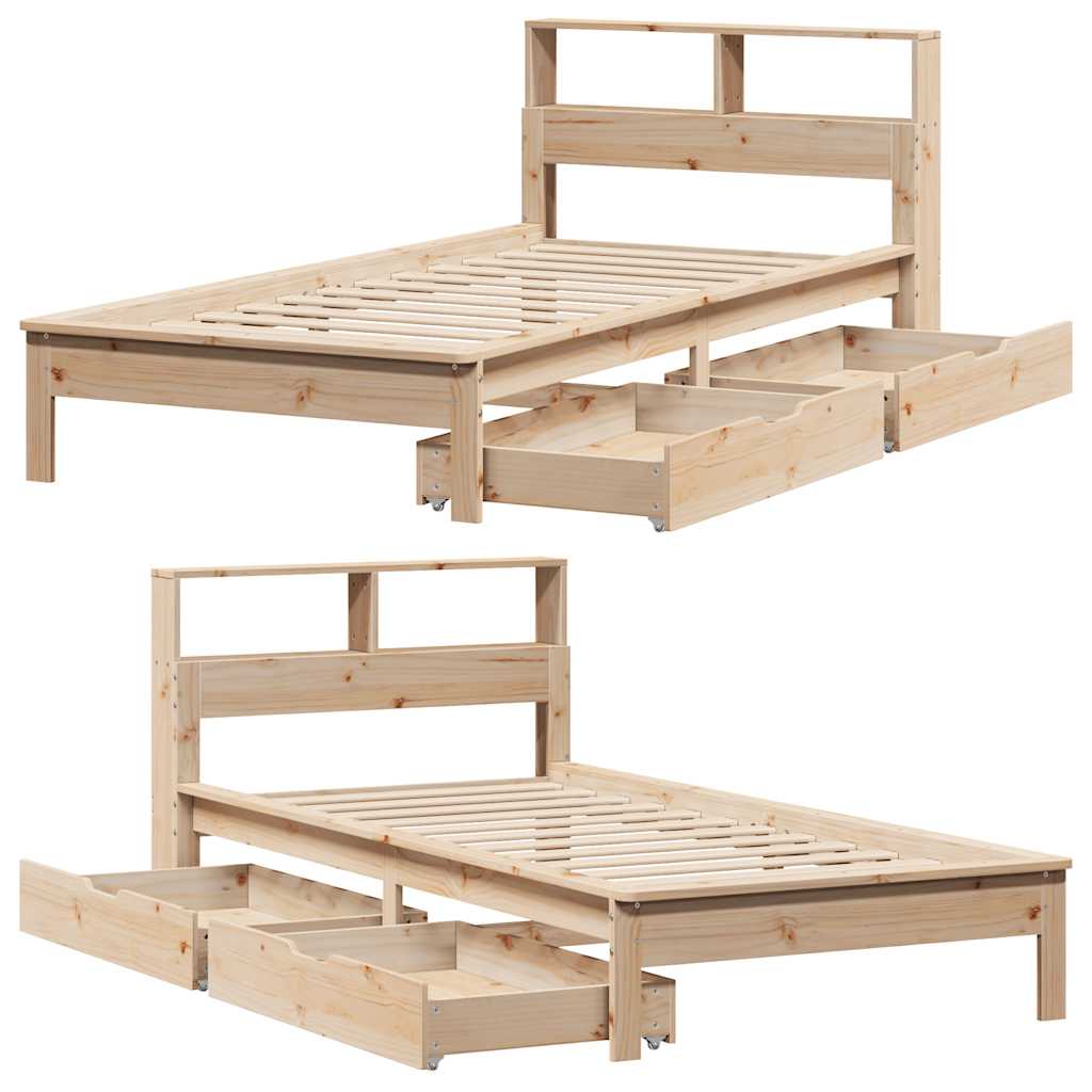 vidaXL Bookcase Bed without Mattress 75x190 cm Small Single Solid Wood Pine