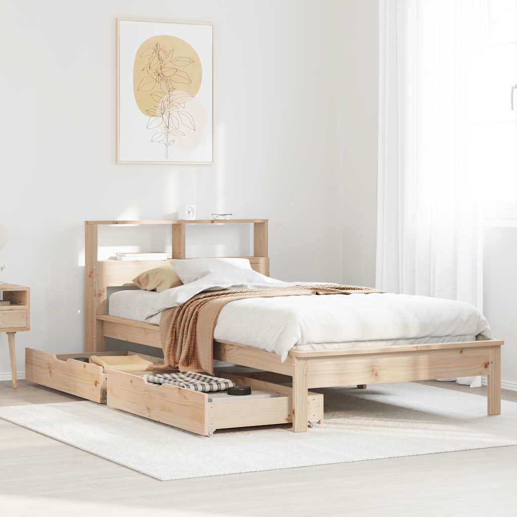 vidaXL Bookcase Bed without Mattress 75x190 cm Small Single Solid Wood Pine