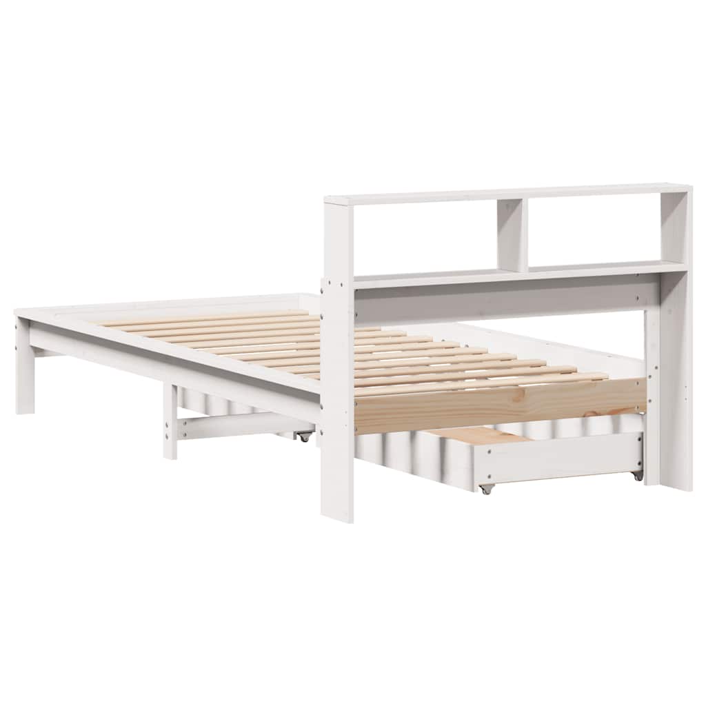 vidaXL Bookcase Bed without Mattress White 75x190 cm Small Single Solid Wood Pine