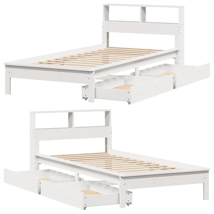 vidaXL Bookcase Bed without Mattress White 75x190 cm Small Single Solid Wood Pine