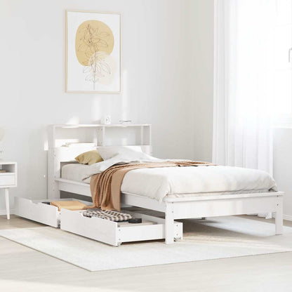 vidaXL Bookcase Bed without Mattress White 75x190 cm Small Single Solid Wood Pine