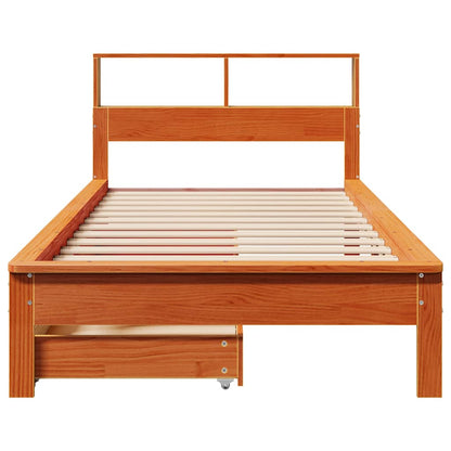 vidaXL Bookcase Bed without Mattress Wax Brown 75x190 cm Small Single Solid Wood Pine