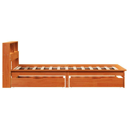 vidaXL Bookcase Bed without Mattress Wax Brown 75x190 cm Small Single Solid Wood Pine
