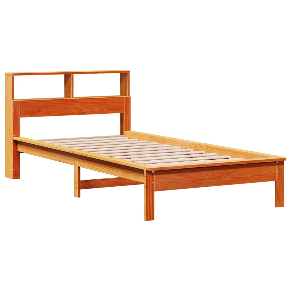 vidaXL Bookcase Bed without Mattress Wax Brown 75x190 cm Small Single Solid Wood Pine
