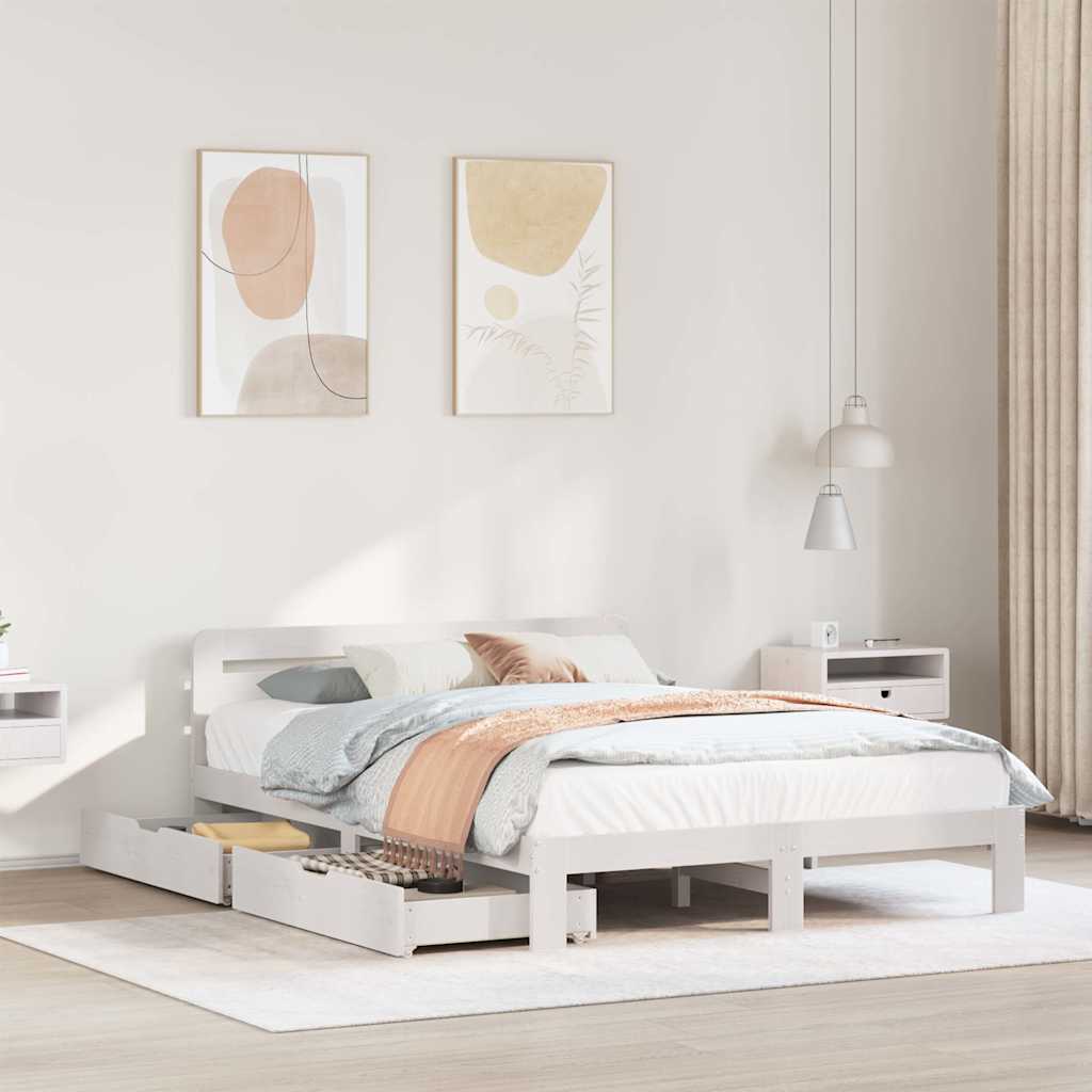 vidaXL Bed Frame without Mattress White 140x200 cm Solid Wood Pine