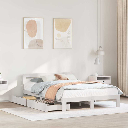 vidaXL Bed Frame without Mattress White 140x200 cm Solid Wood Pine