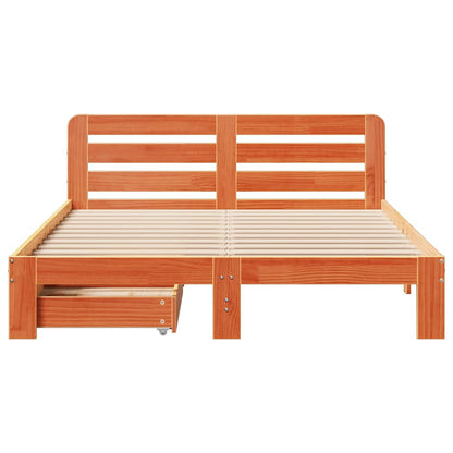 vidaXL Bed Frame without Mattress Wax Brown 140x200 cm Solid Wood Pine