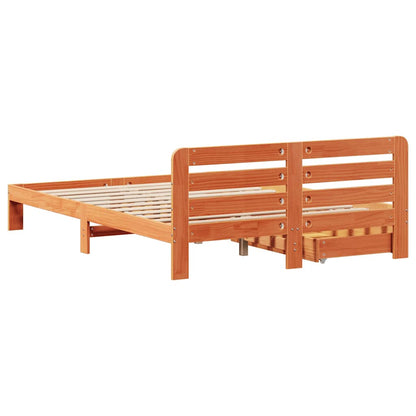 vidaXL Bed Frame without Mattress Wax Brown 140x200 cm Solid Wood Pine