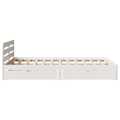 vidaXL Bed Frame without Mattress White 150x200 cm King Size Solid Wood Pine