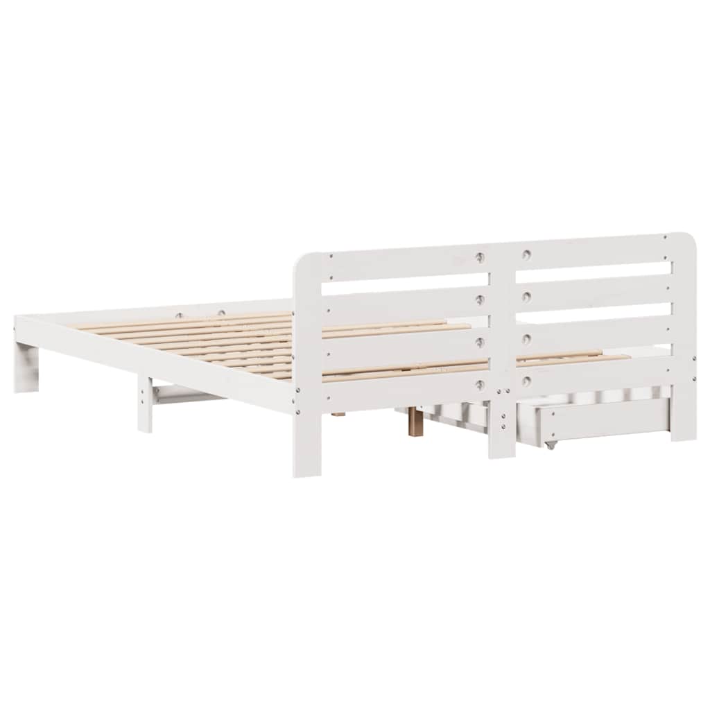 vidaXL Bed Frame without Mattress White 150x200 cm King Size Solid Wood Pine