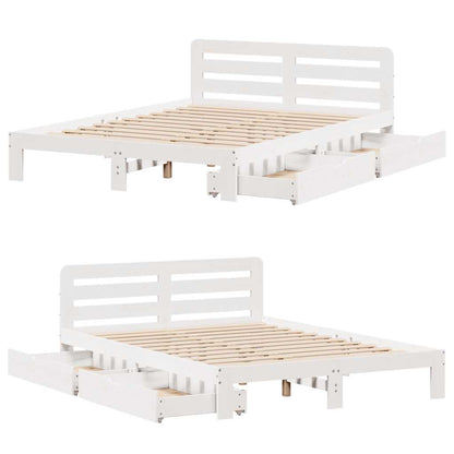 vidaXL Bed Frame without Mattress White 150x200 cm King Size Solid Wood Pine