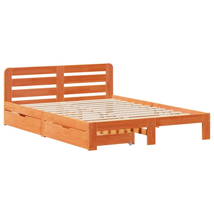 vidaXL Bed Frame without Mattress Wax Brown 150x200 cm King Size Solid Wood Pine