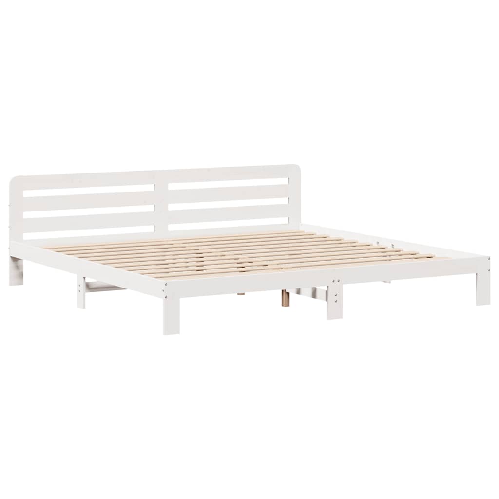 vidaXL Bed Frame without Mattress White 180x200 cm Super King Solid Wood Pine