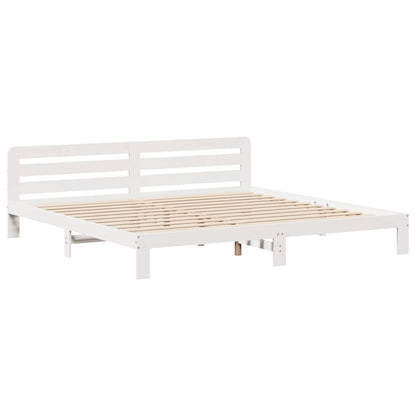 vidaXL Bed Frame without Mattress White 180x200 cm Super King Solid Wood Pine