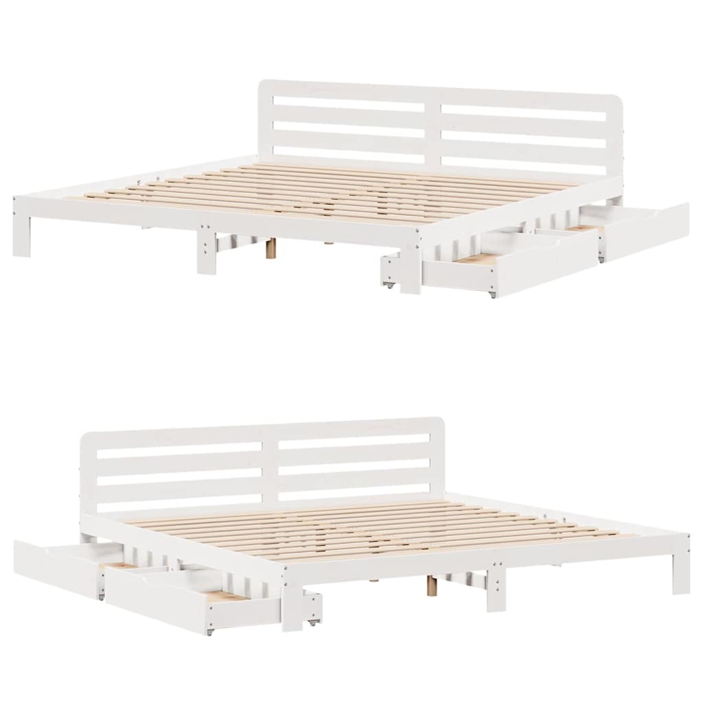 vidaXL Bed Frame without Mattress White 180x200 cm Super King Solid Wood Pine