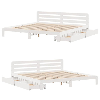vidaXL Bed Frame without Mattress White 180x200 cm Super King Solid Wood Pine