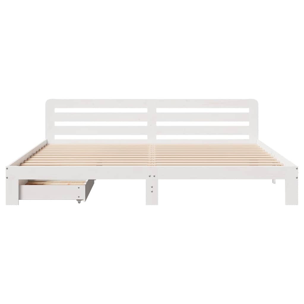 vidaXL Bed Frame without Mattress White 200x200 cm Solid Wood Pine