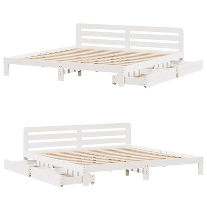 vidaXL Bed Frame without Mattress White 200x200 cm Solid Wood Pine