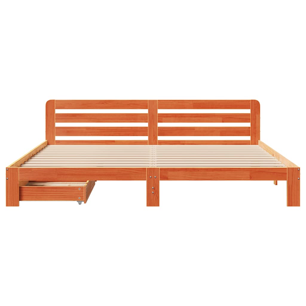 vidaXL Bed Frame without Mattress Wax Brown 200x200 cm Solid Wood Pine