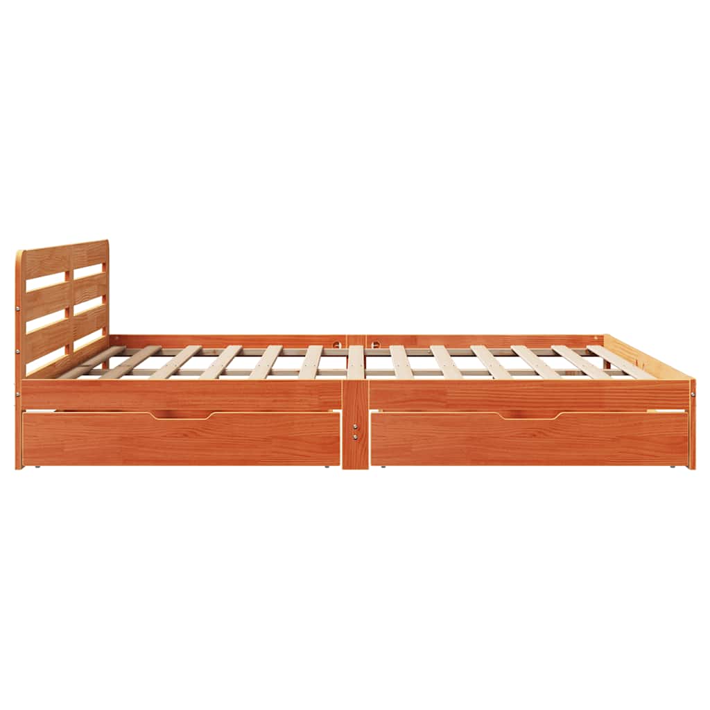 vidaXL Bed Frame without Mattress Wax Brown 200x200 cm Solid Wood Pine