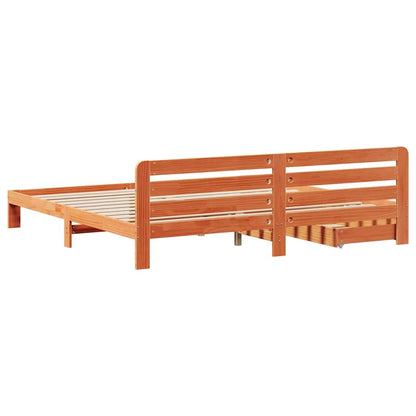 vidaXL Bed Frame without Mattress Wax Brown 200x200 cm Solid Wood Pine