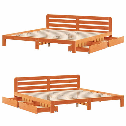vidaXL Bed Frame without Mattress Wax Brown 200x200 cm Solid Wood Pine