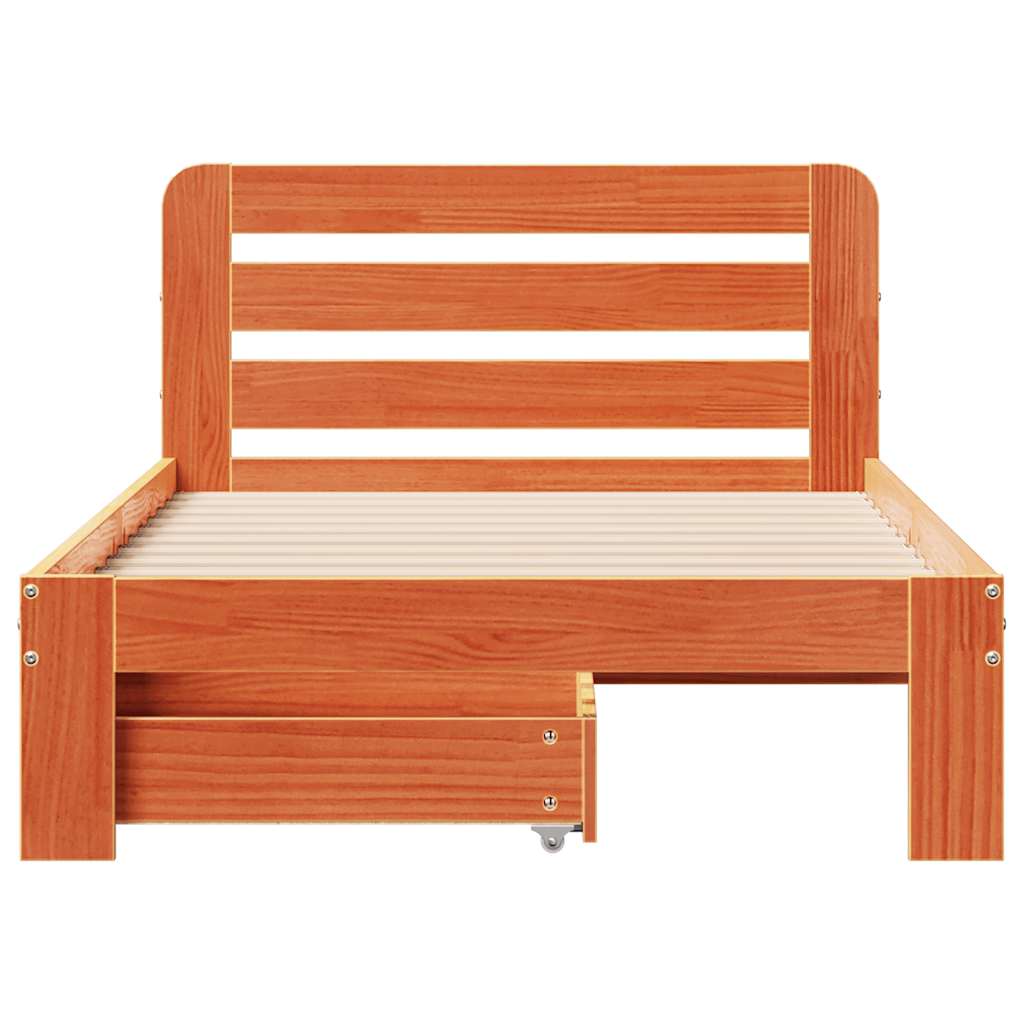 vidaXL Bed Frame without Mattress Wax Brown 90x190 cm Single Solid Wood Pine