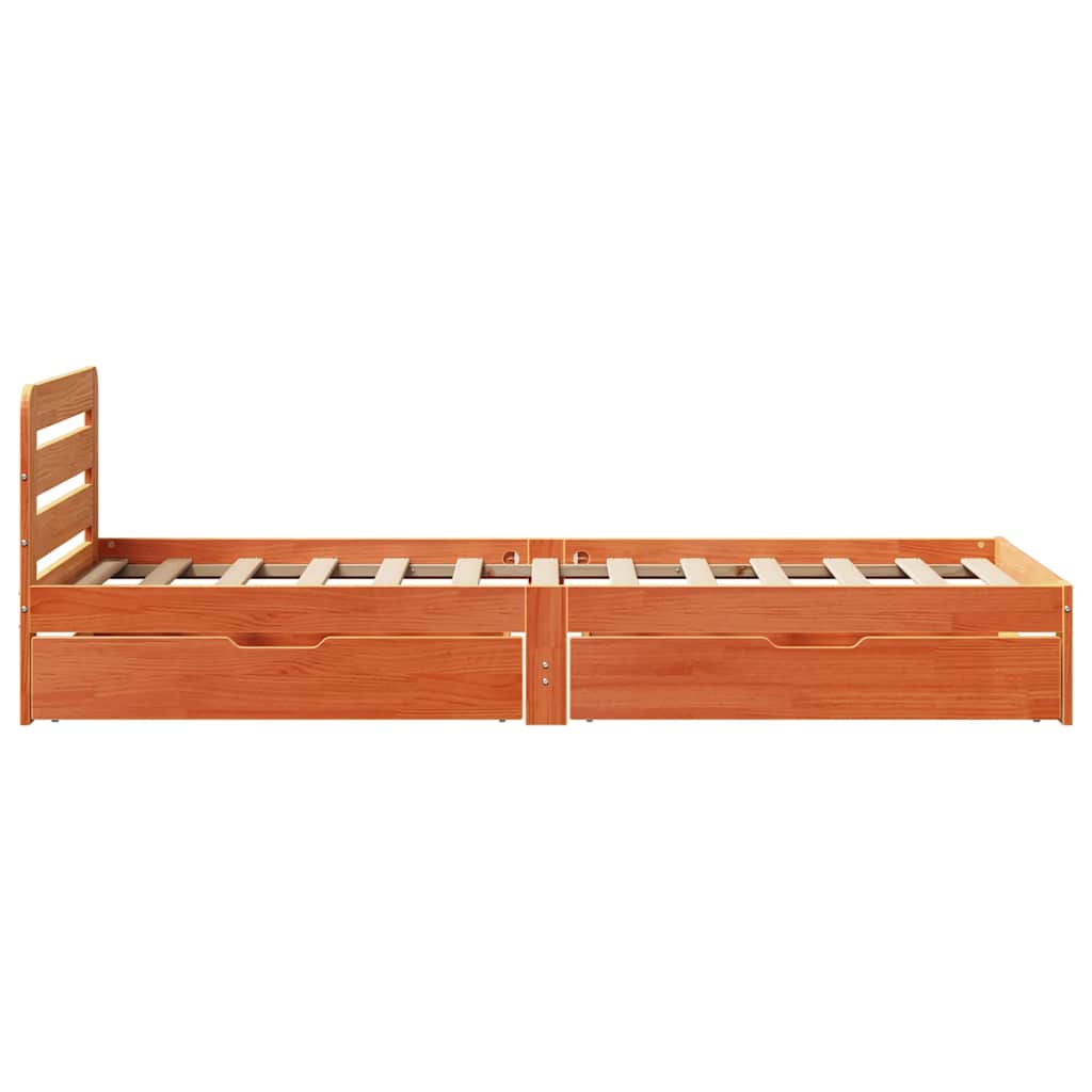 vidaXL Bed Frame without Mattress Wax Brown 90x190 cm Single Solid Wood Pine