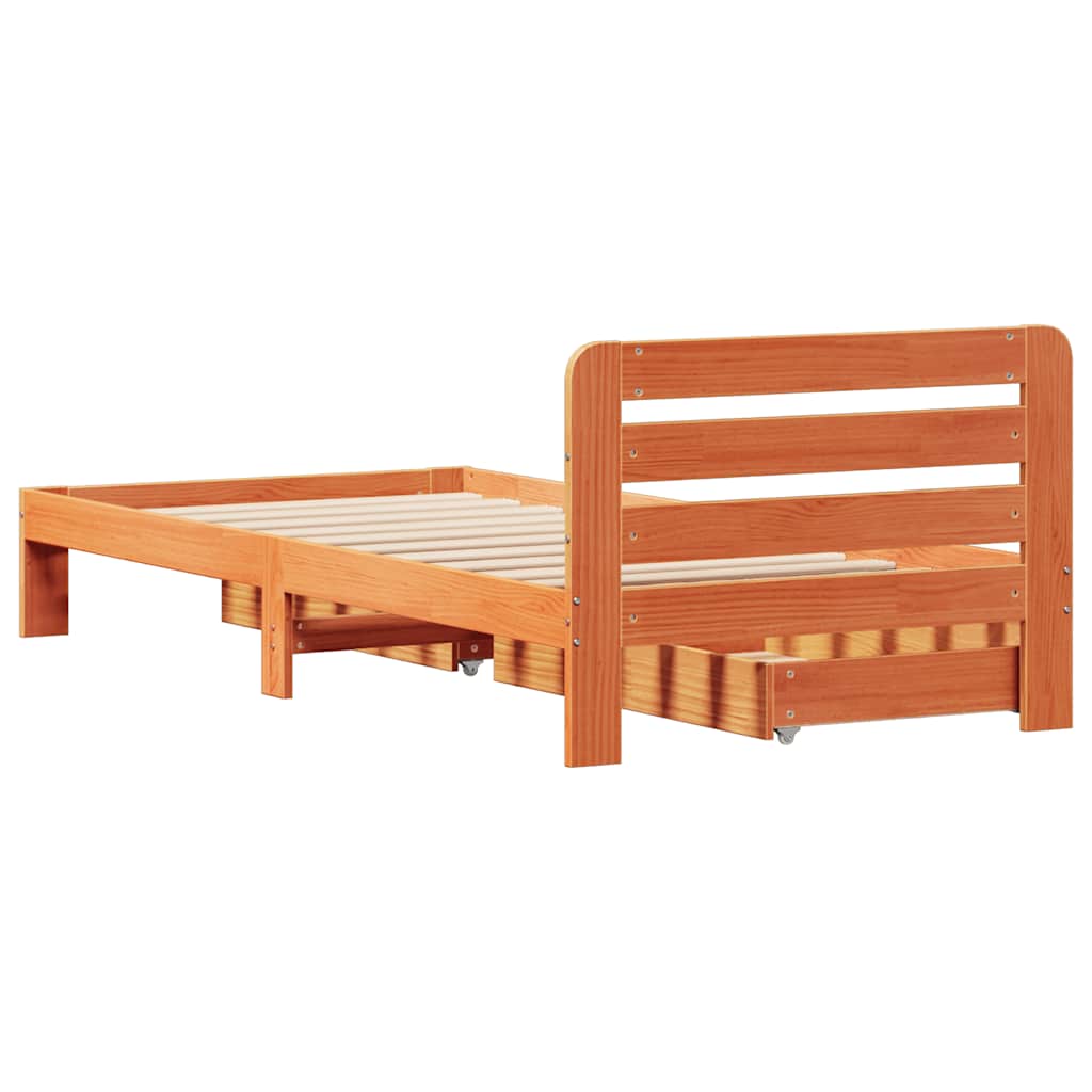 vidaXL Bed Frame without Mattress Wax Brown 90x190 cm Single Solid Wood Pine