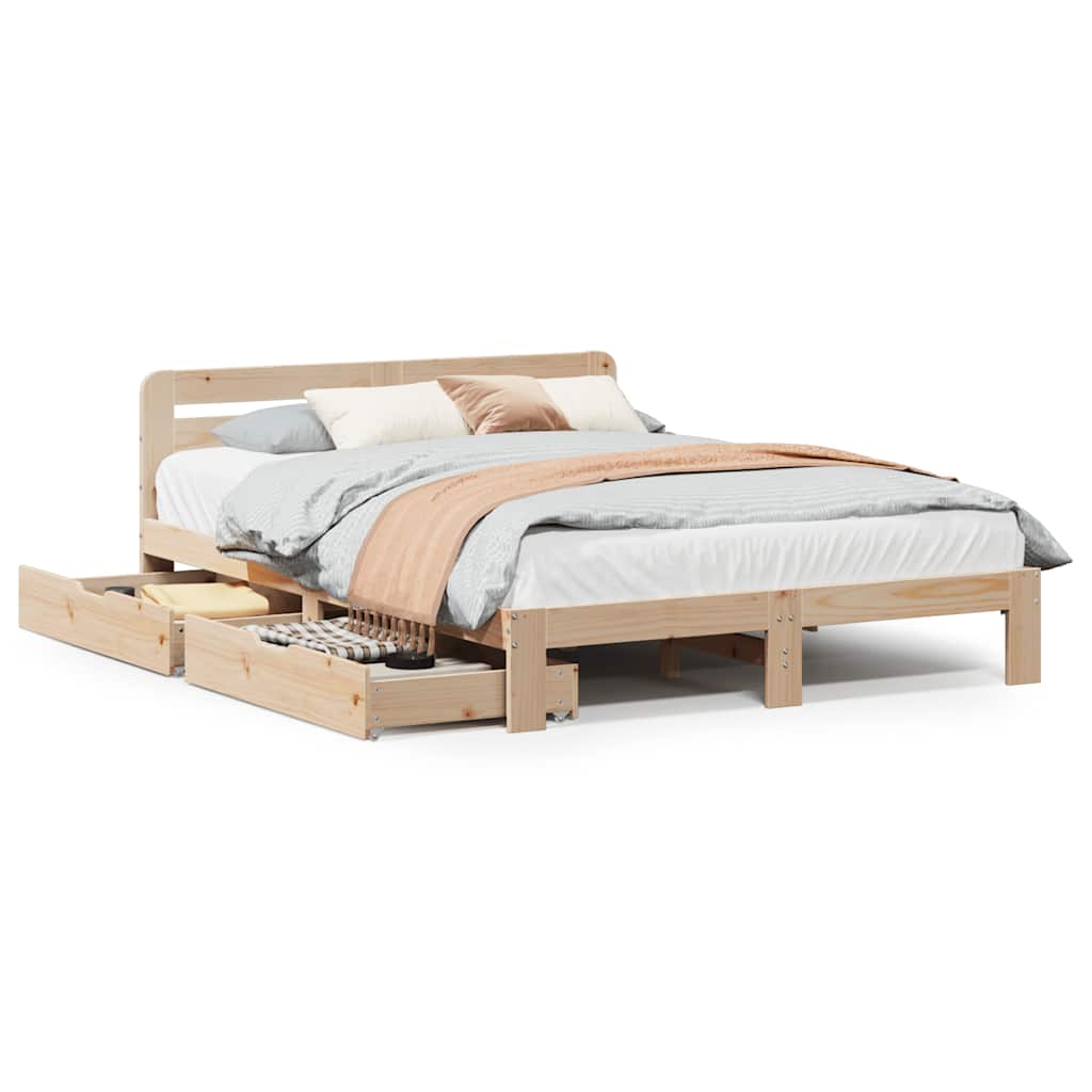 vidaXL Bed Frame without Mattress 135x190 cm Double Solid Wood Pine