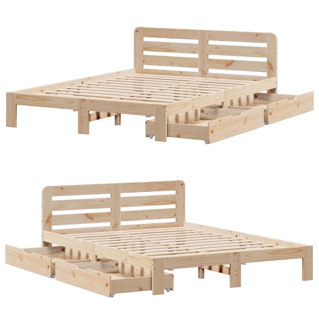 vidaXL Bed Frame without Mattress 135x190 cm Double Solid Wood Pine