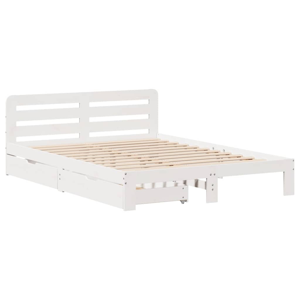 vidaXL Bed Frame without Mattress White 135x190 cm Double Solid Wood Pine