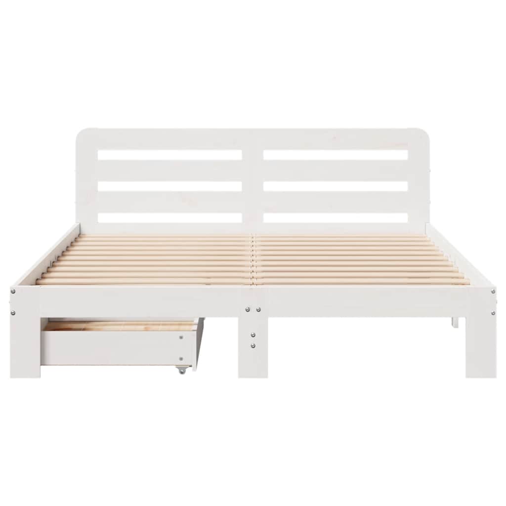 vidaXL Bed Frame without Mattress White 135x190 cm Double Solid Wood Pine