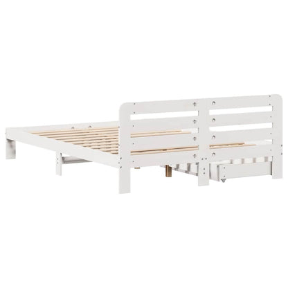 vidaXL Bed Frame without Mattress White 135x190 cm Double Solid Wood Pine