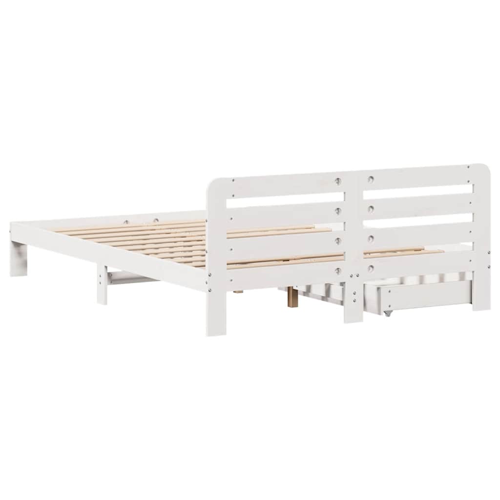 vidaXL Bed Frame without Mattress White 135x190 cm Double Solid Wood Pine