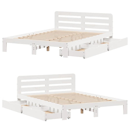 vidaXL Bed Frame without Mattress White 135x190 cm Double Solid Wood Pine