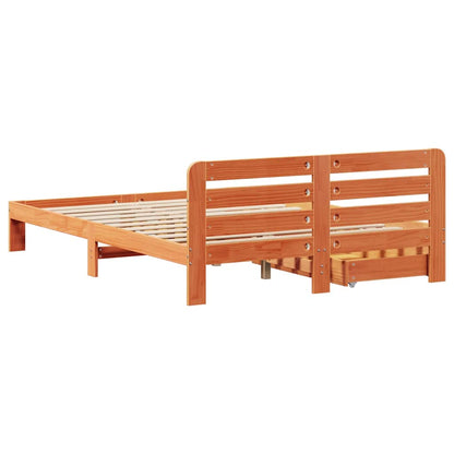 vidaXL Bed Frame without Mattress Wax Brown 135x190 cm Double Solid Wood Pine